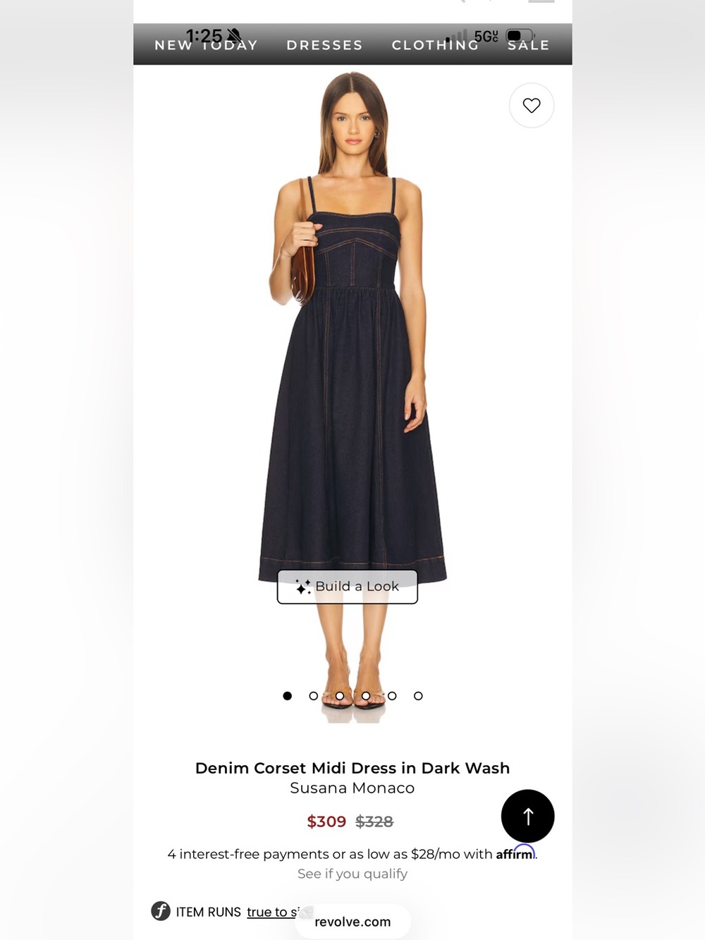 Susana Monaco Corset Denim Midi Dress with Contrast Stitching